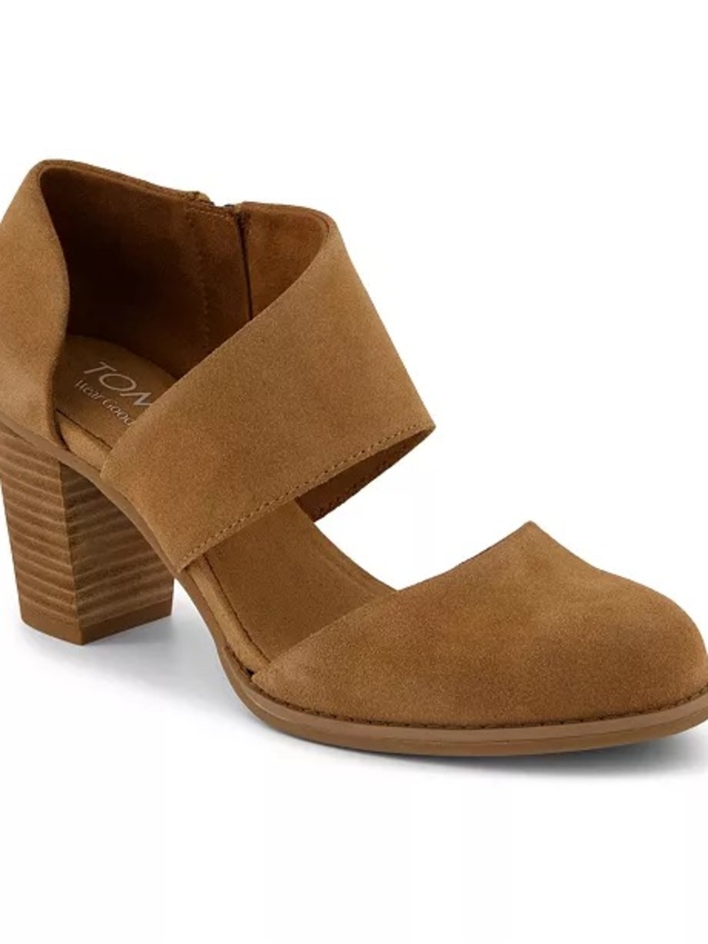 TOMS Milan closed-toe block heel sandals in a brown suede